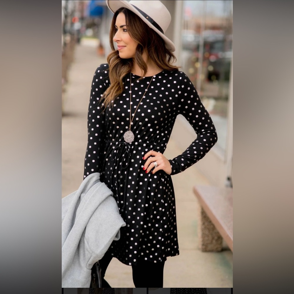 Black Dress with Silver Polka Dots